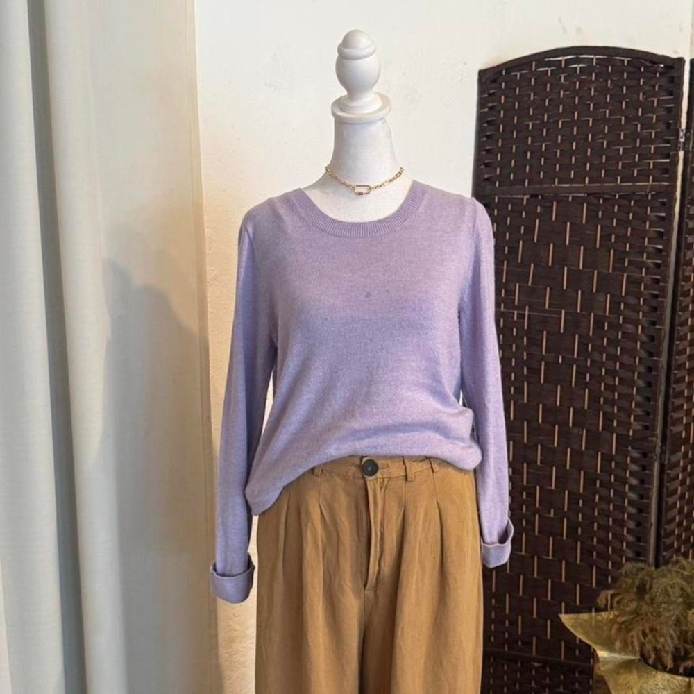 J.Crew Teddie Women's Long Sleeve Sweater Top Light Purple Size Small